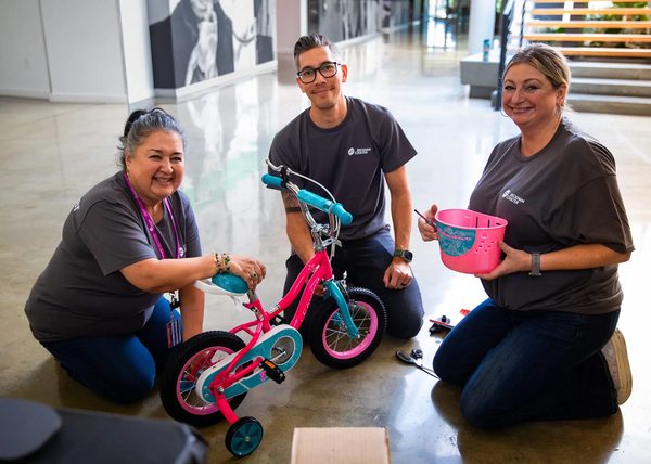 A Build-a-Bike team event in progress